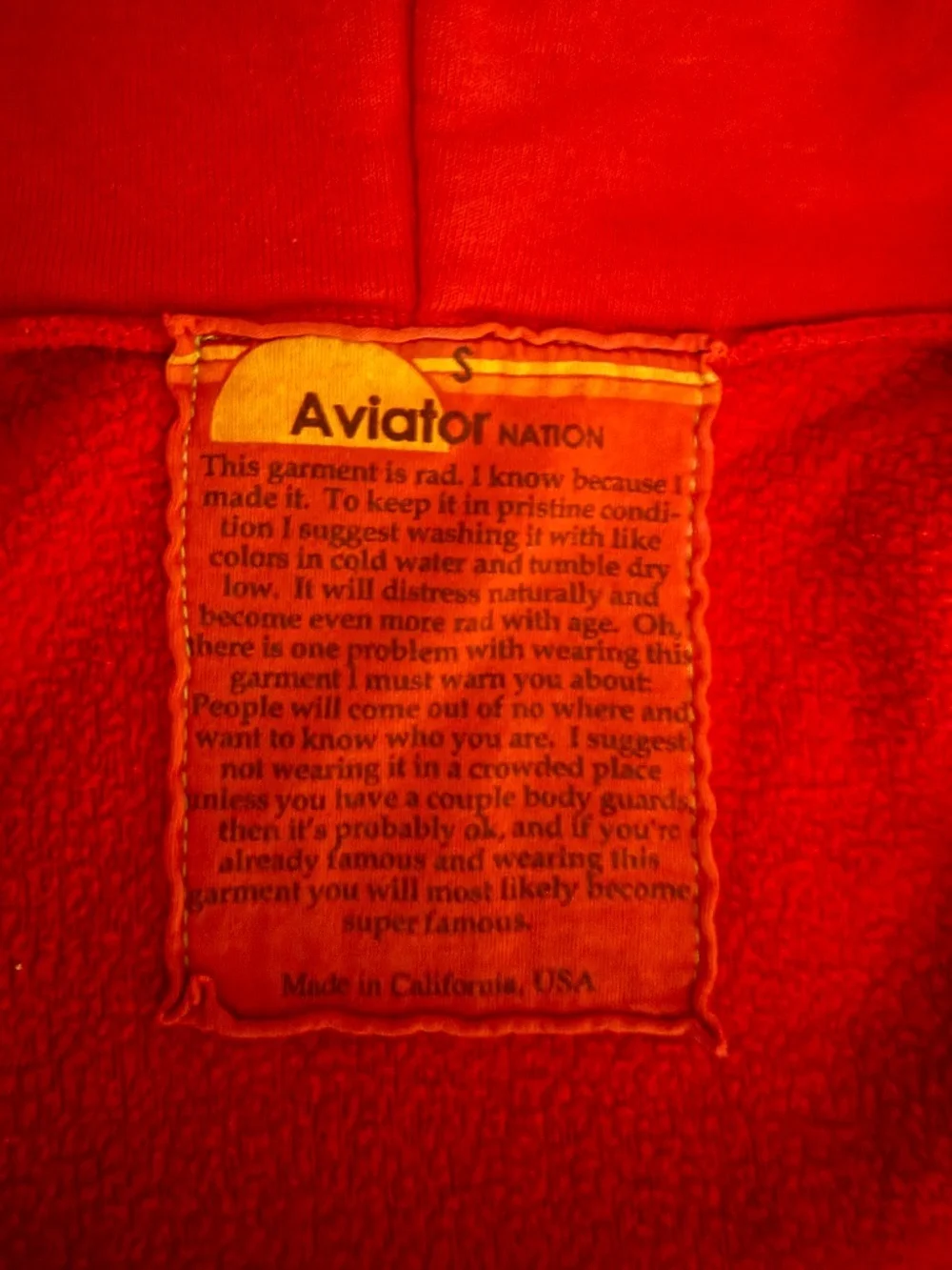 Aviator Nation 5 Stripe Hoodie - Red, Size S - Picture 3 of 7